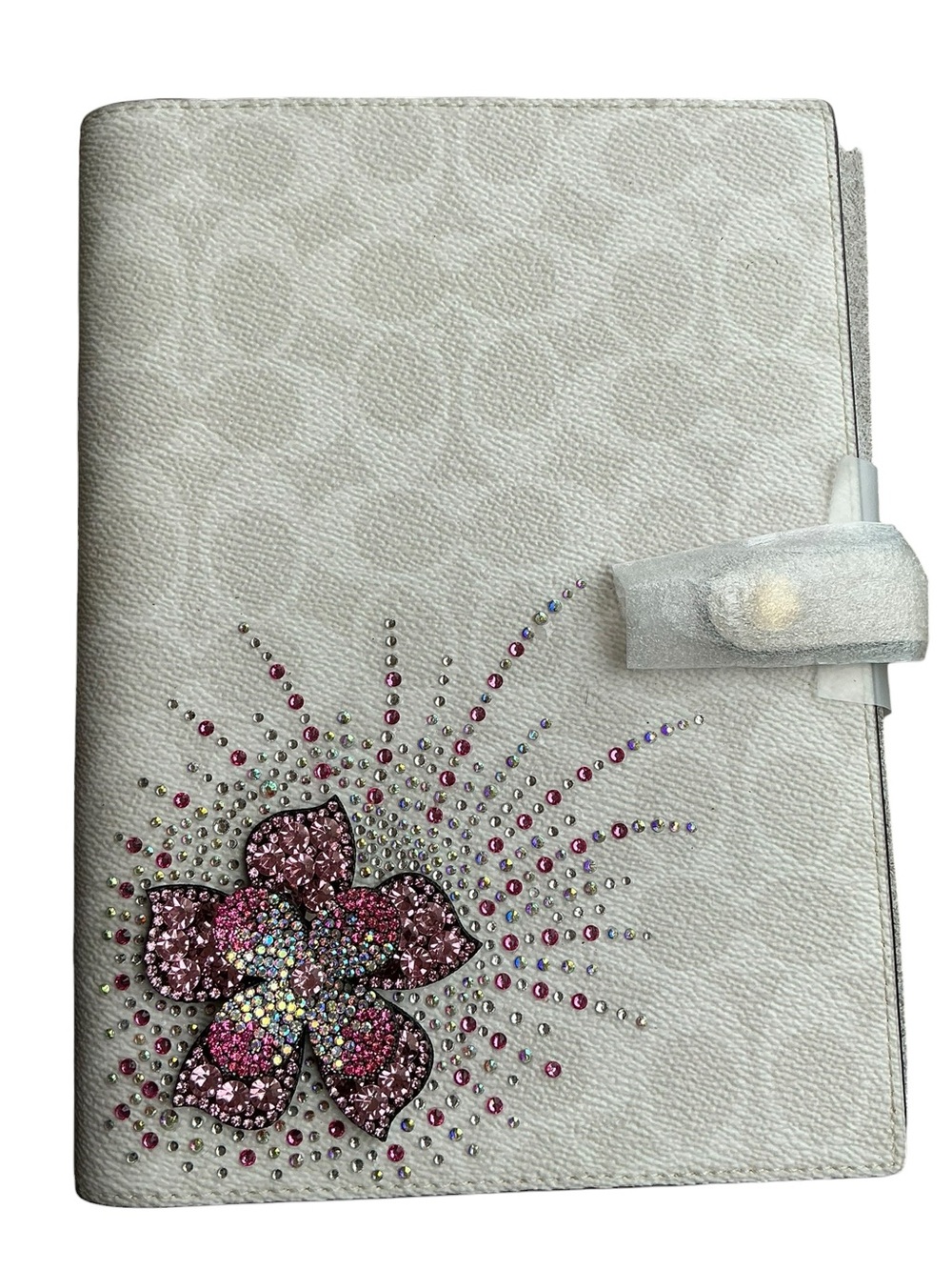 Coach Chalk Signature Notebook Cover One of a Kind Rhinestone Crystal Journal